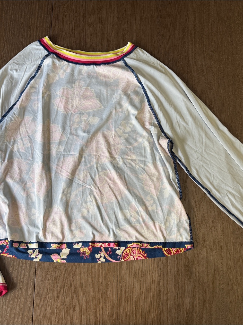 Johnny Was Active Floral Performance Long Sleeve Top Blue Pink Relaxed Size L - Picture 13 of 13